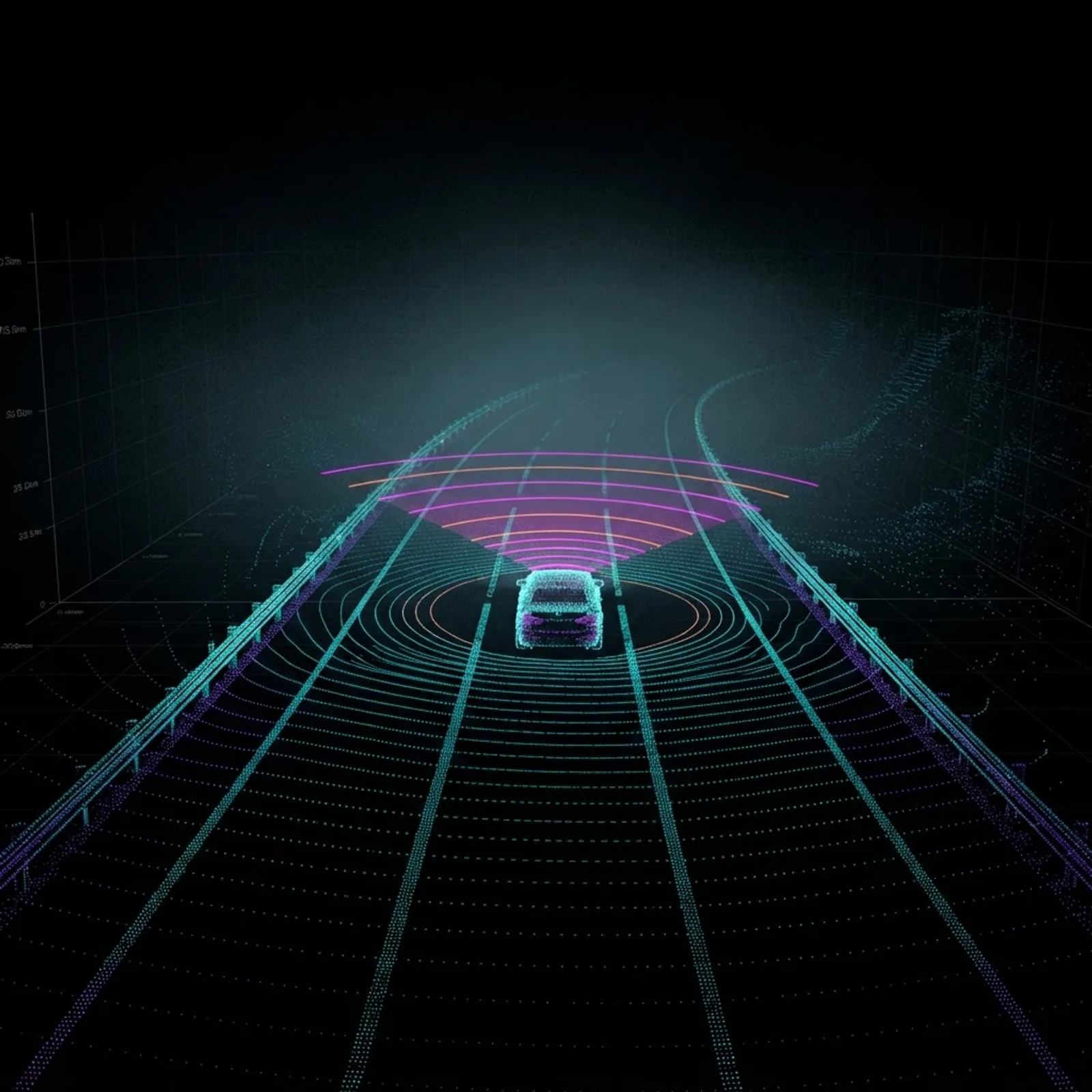 Lidar and radar point cloud detecting road hazards in fog