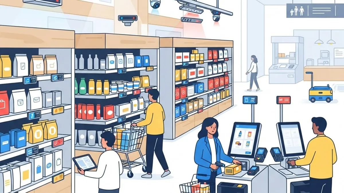 Smart supermarket automation with computer vision cameras and self-checkout