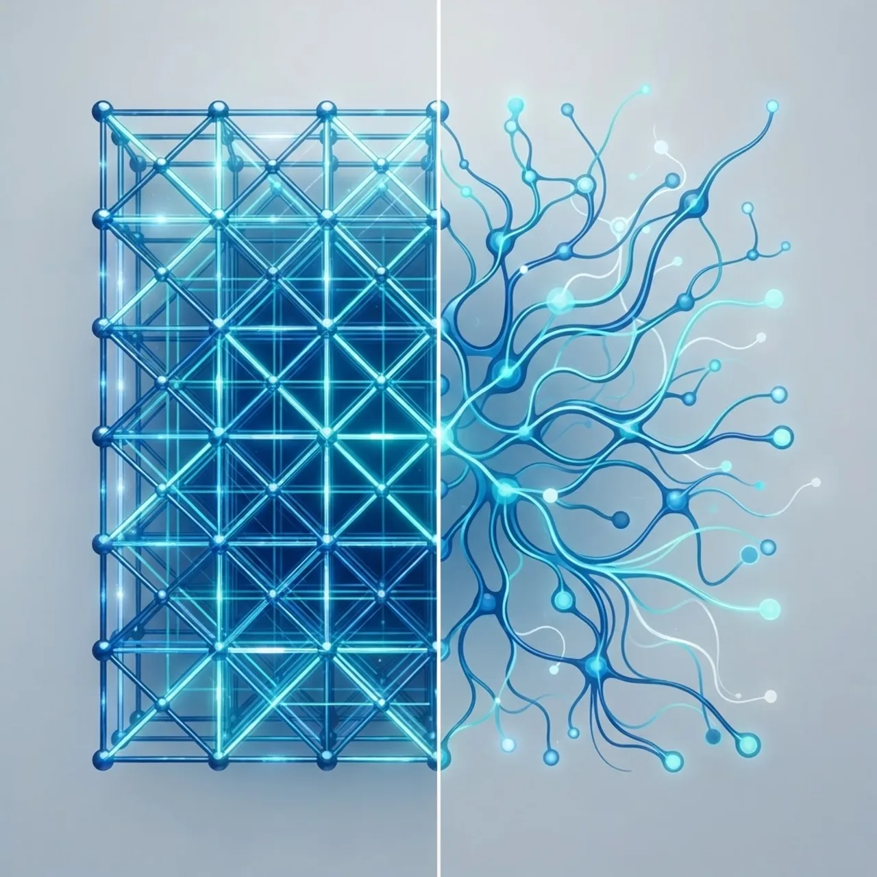 Liquid versus traditional AI comparison illustration