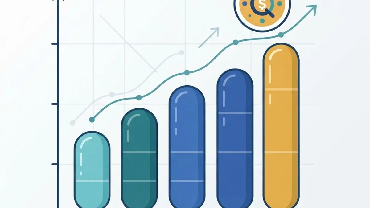 Bar chart illustration representing intern hourly pay ranges