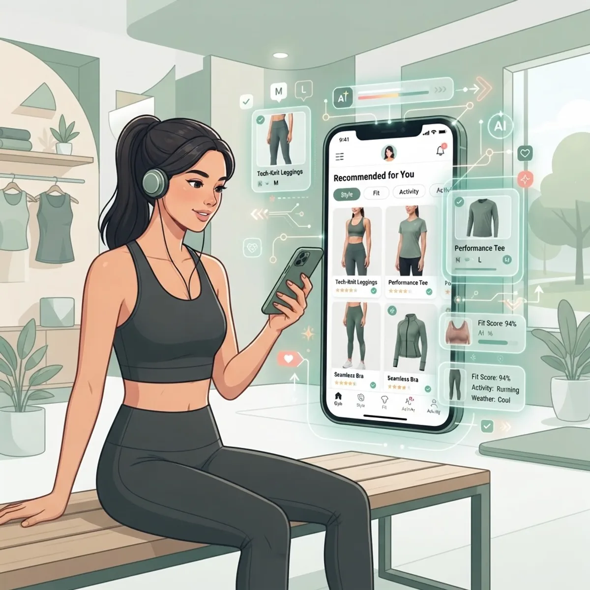 AI personalization engine for activewear