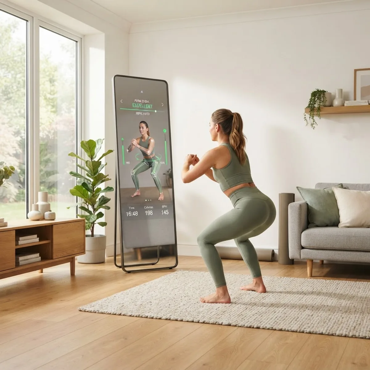 Connected fitness AI mirror device