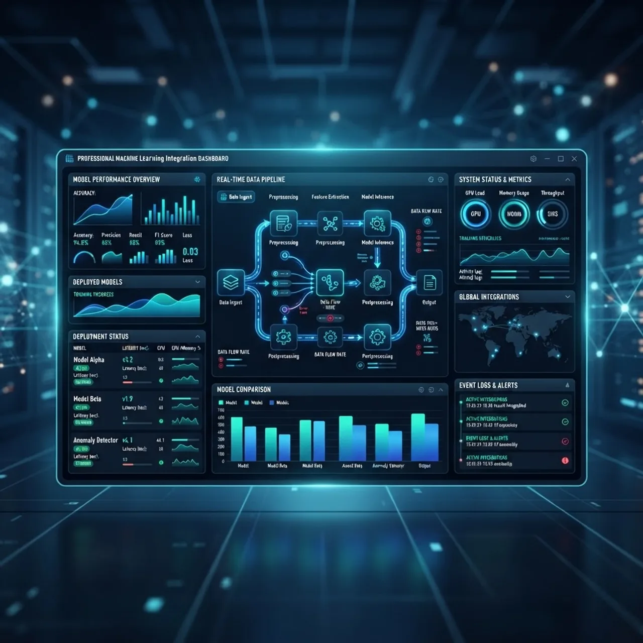 Machine learning integration dashboard interface
