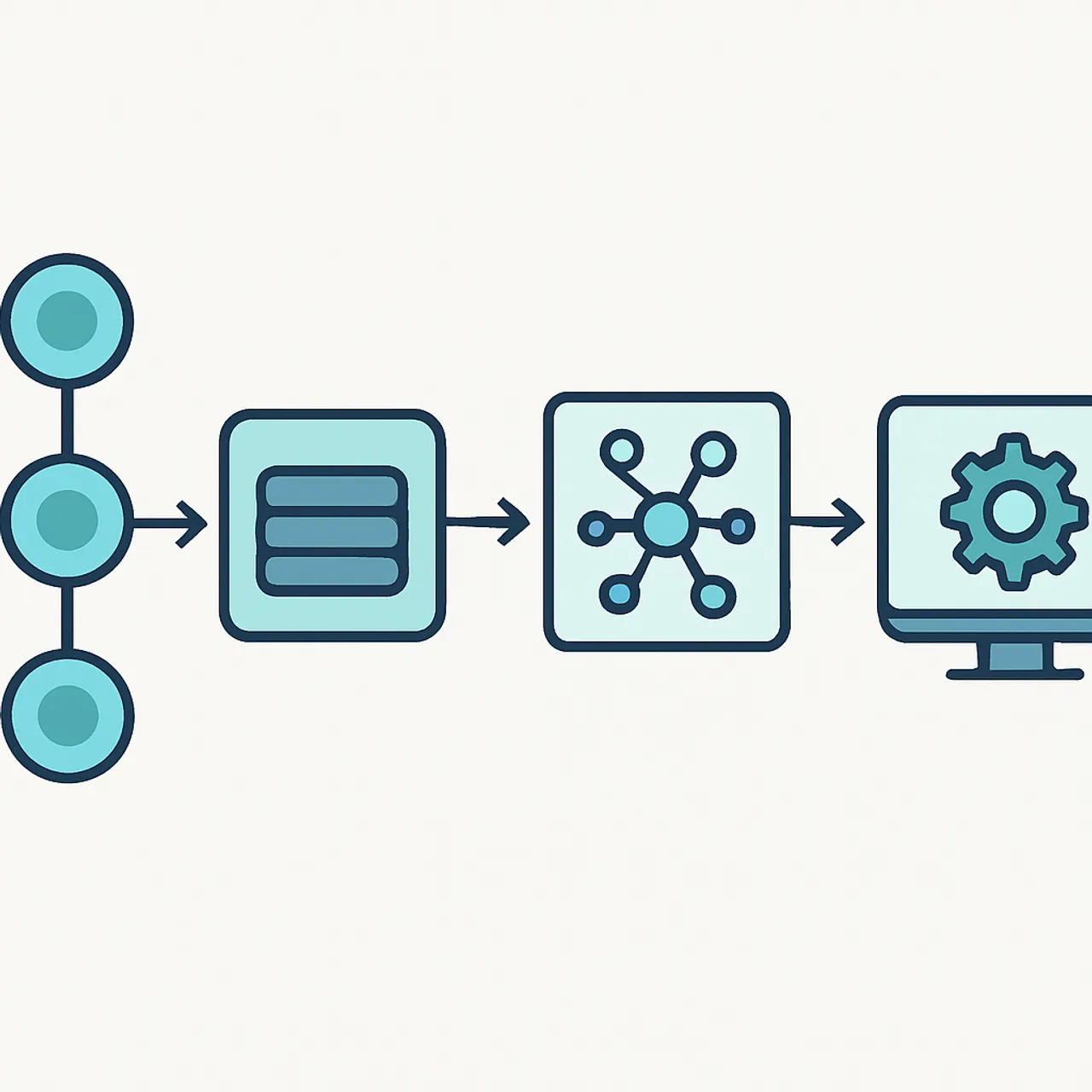 Machine learning pipeline architecture showing data flowing from ingestion to deployment