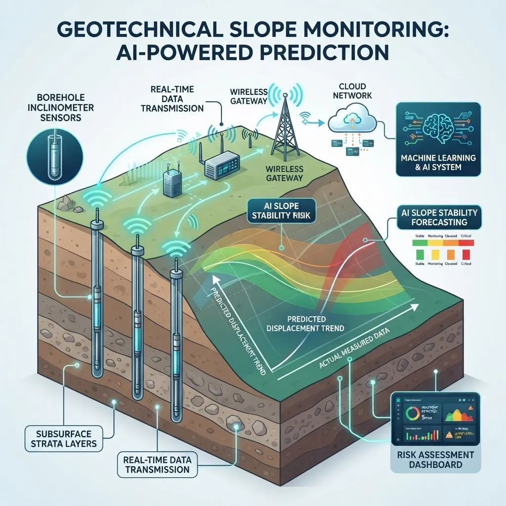 Machine learning slope stability monitoring system