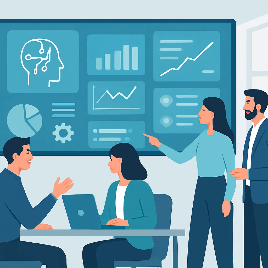 Marketing team using AI tools dashboard
