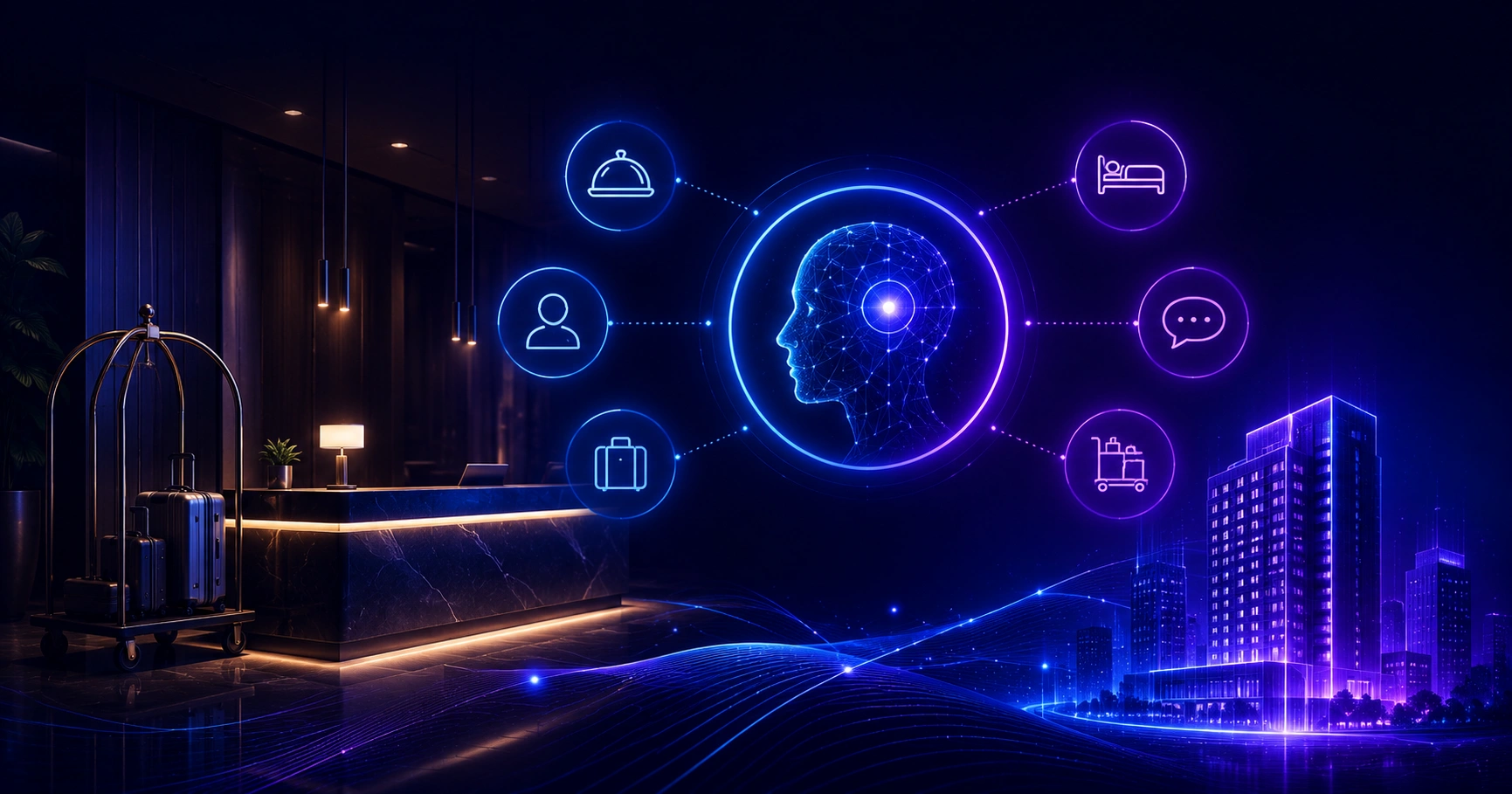 Marriott hotel lobby enhanced with artificial intelligence technology