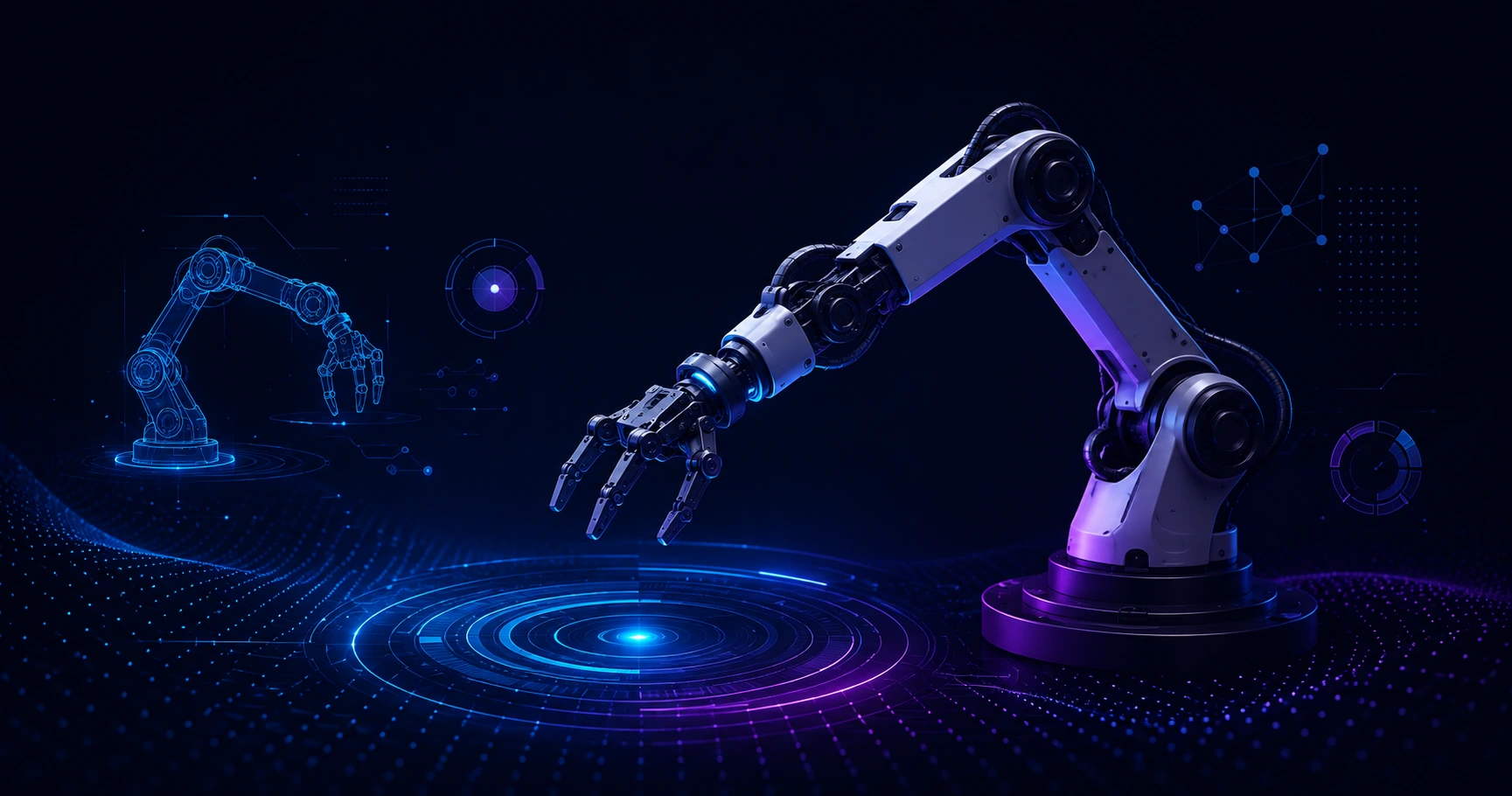 Robotic arm and mobile robot in a university real time robotics lab