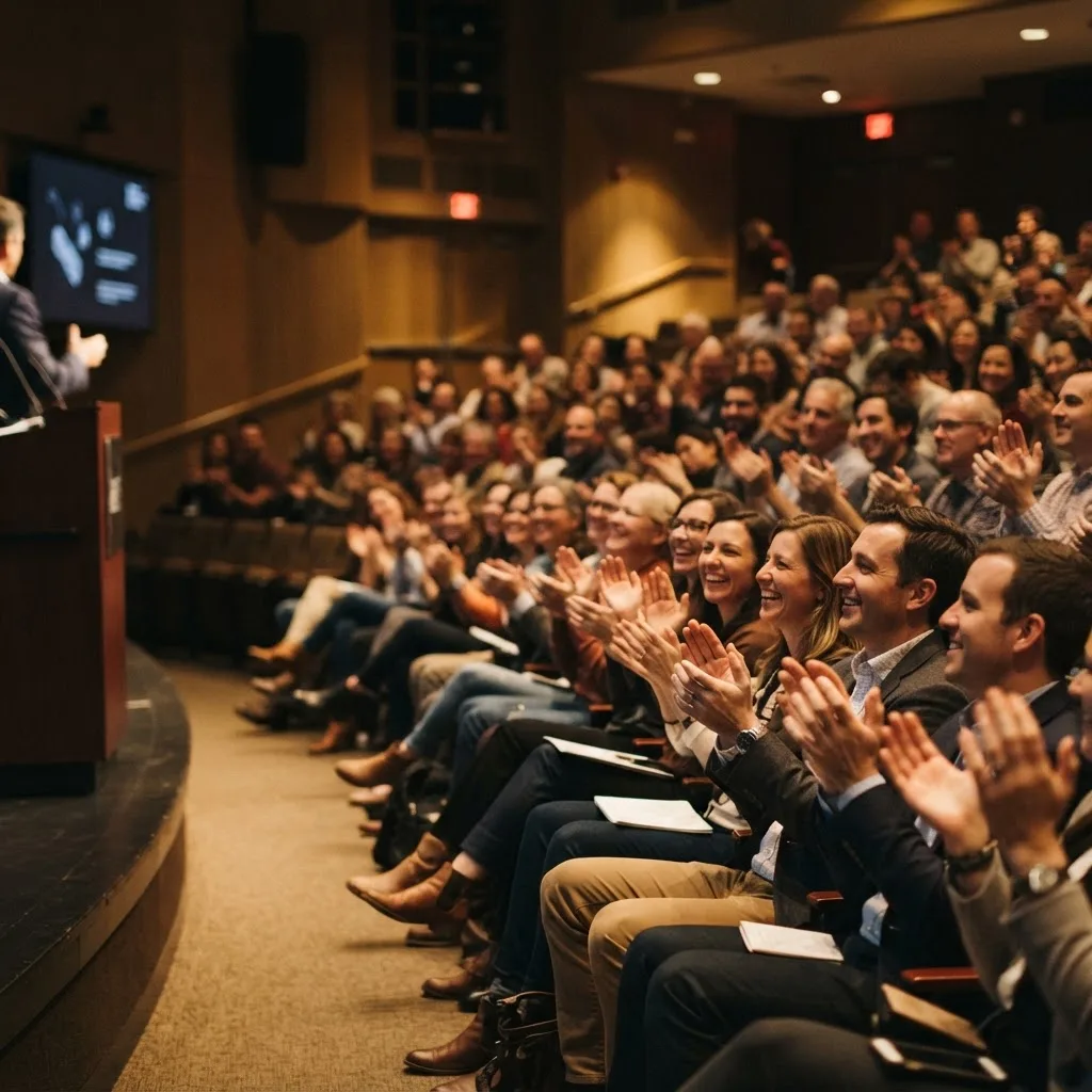 Audience applauding at the end of a talk