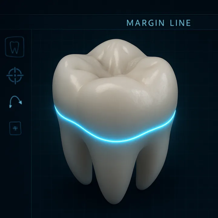 AI smart margin detection on a prepared tooth model