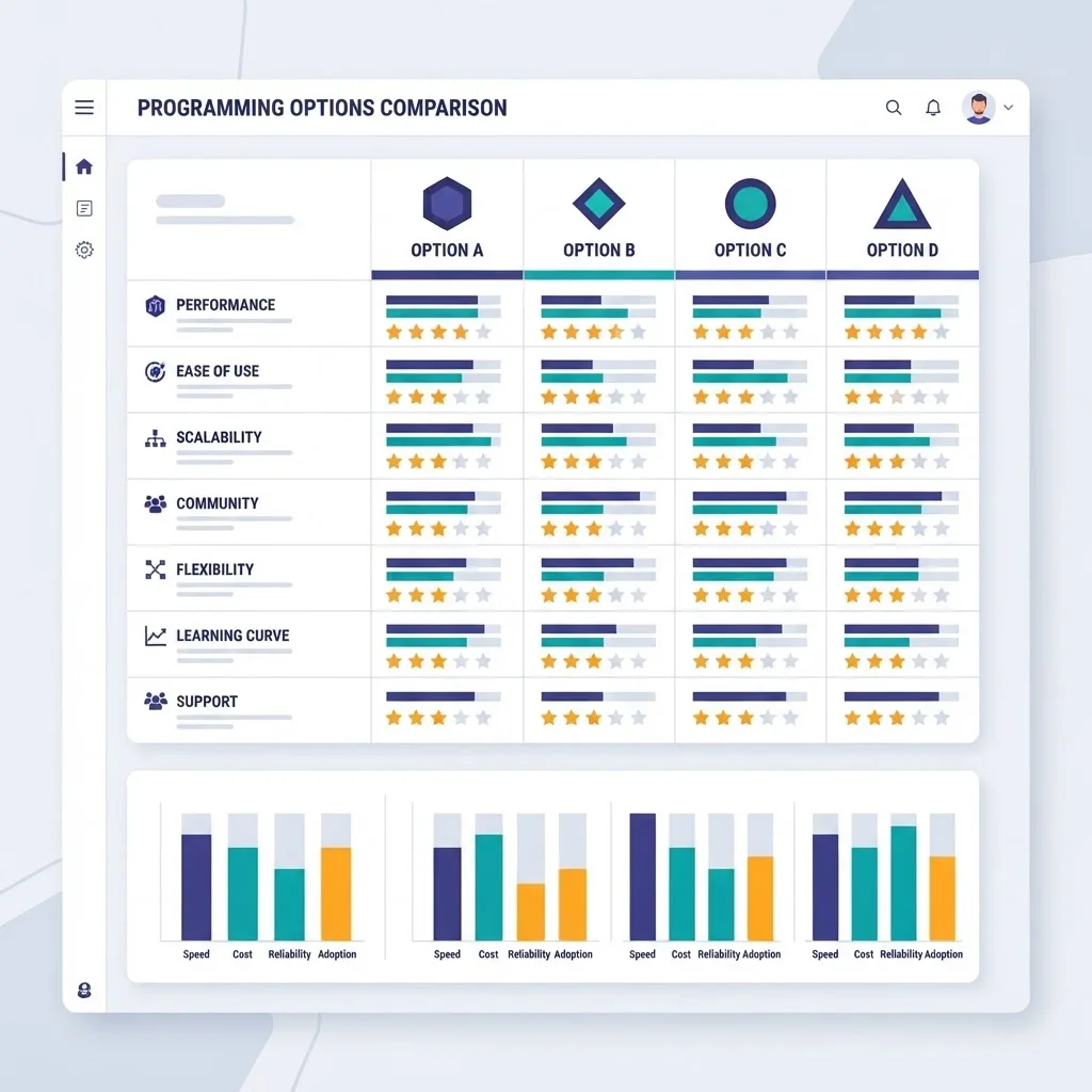 Mobile app development language comparison chart