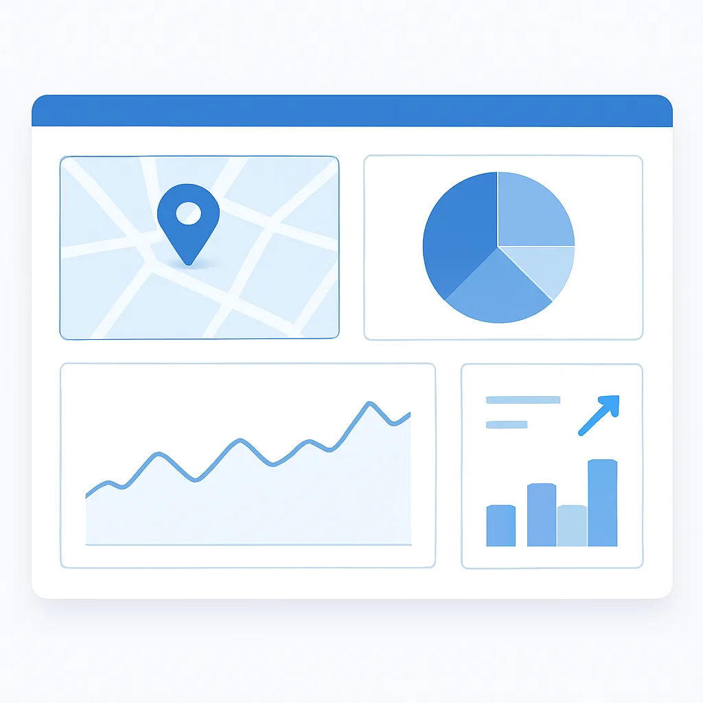 Analytics dashboard monitoring Google Maps visibility