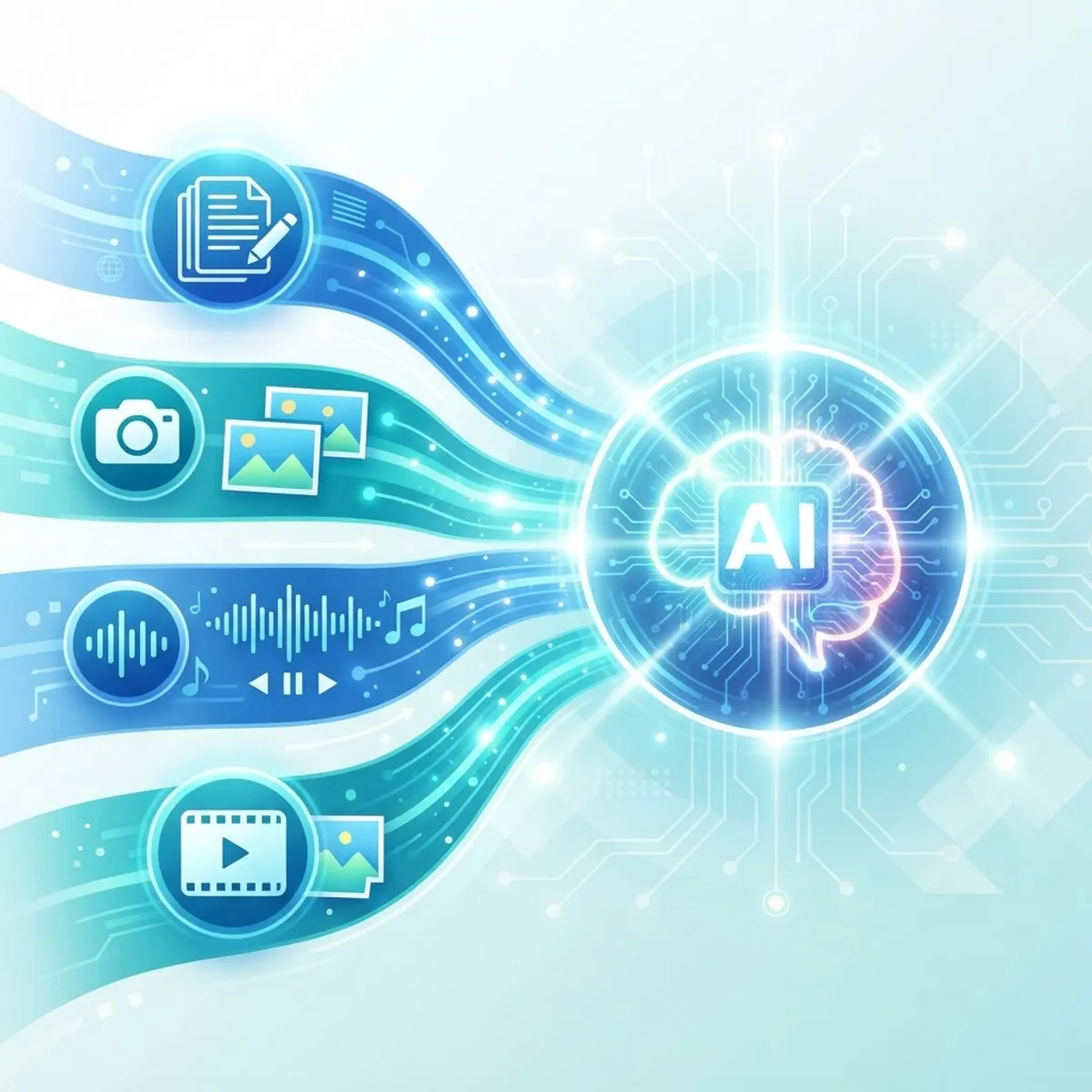 Multimodal AI combining text, image, audio and video