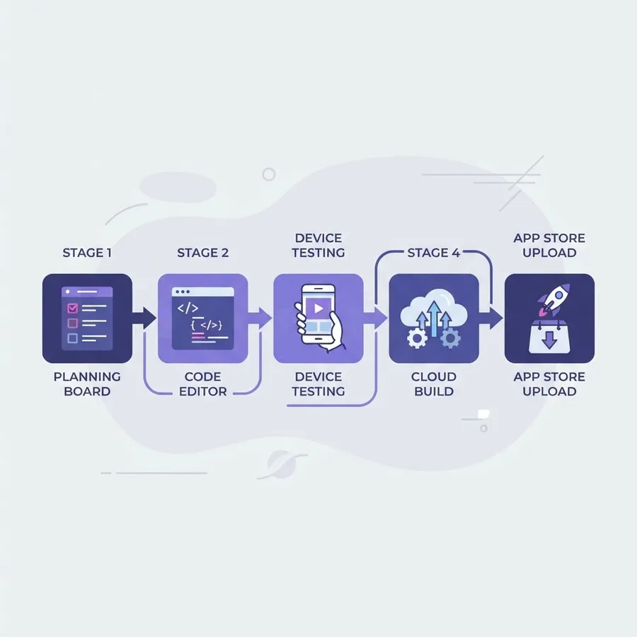 .NET mobile development workflow stages