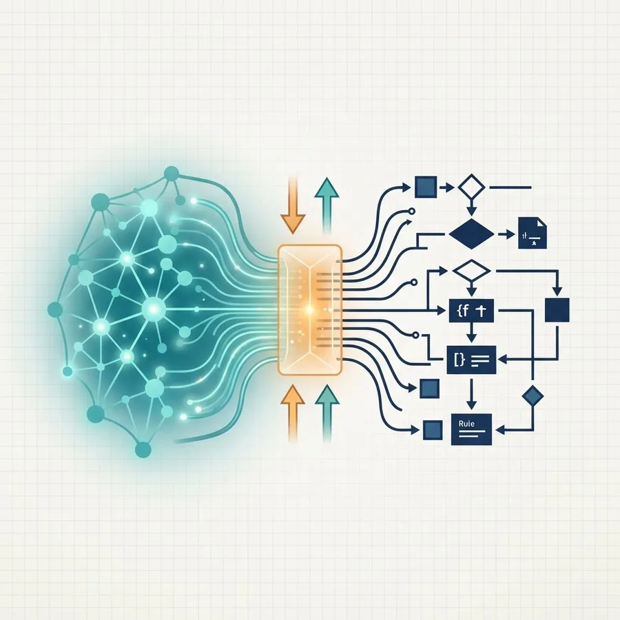 Neural cluster merging through a bridge into a geometric logic rule structure