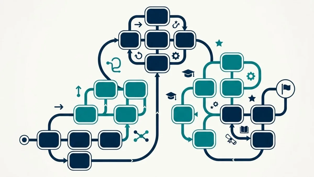 Modular learning pathway illustration for an online AI masters