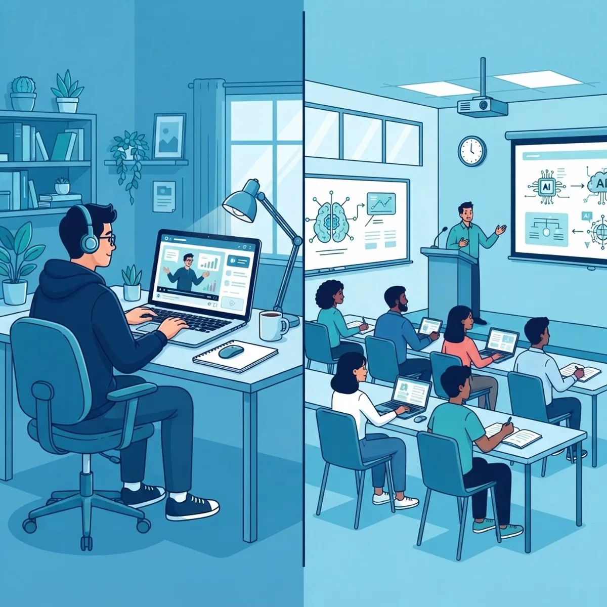 Comparison of online versus in-person AI learning