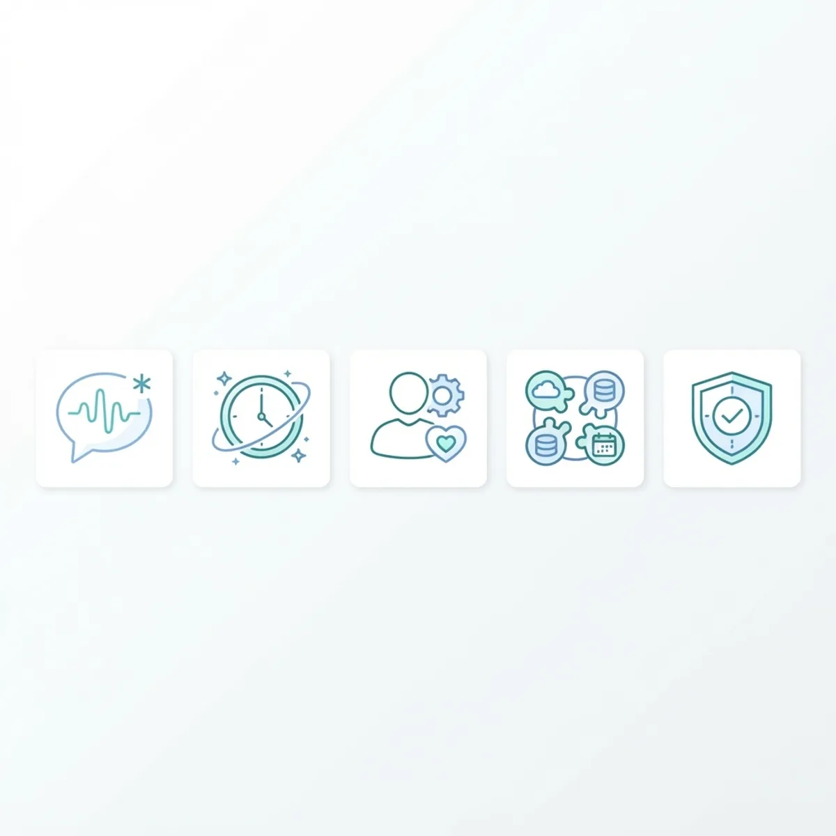 Grid of key feature icons for the Oren AI assistant