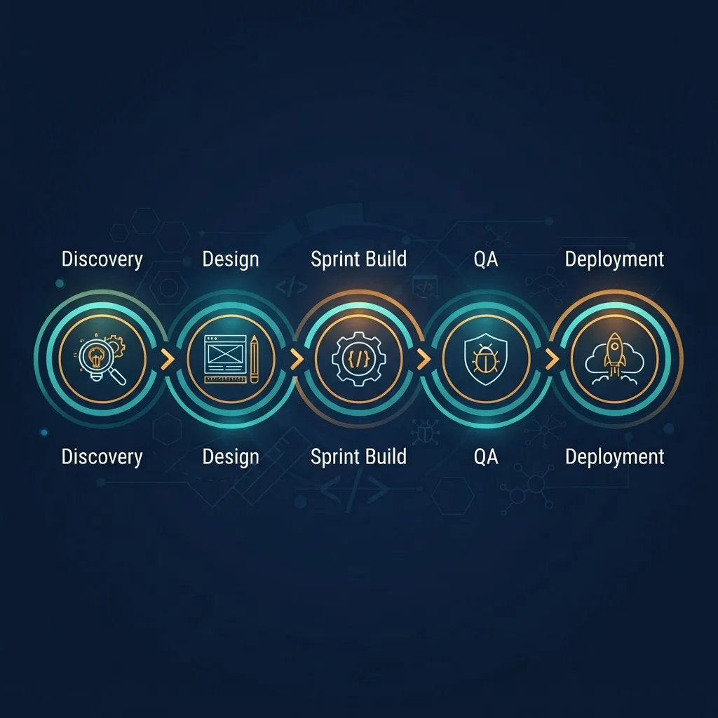 Outsourced web application development workflow from discovery to launch