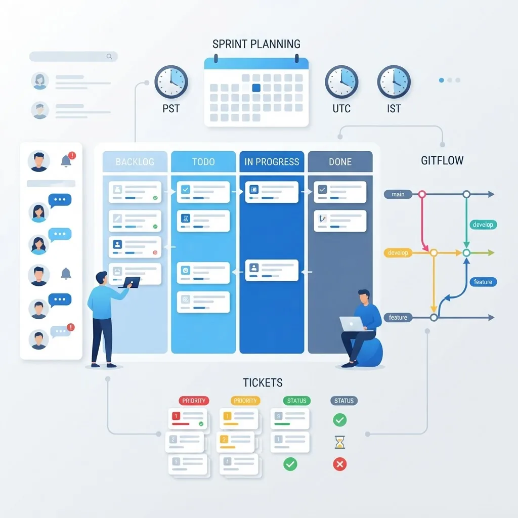 Outsourced web project communication and sprint workflow