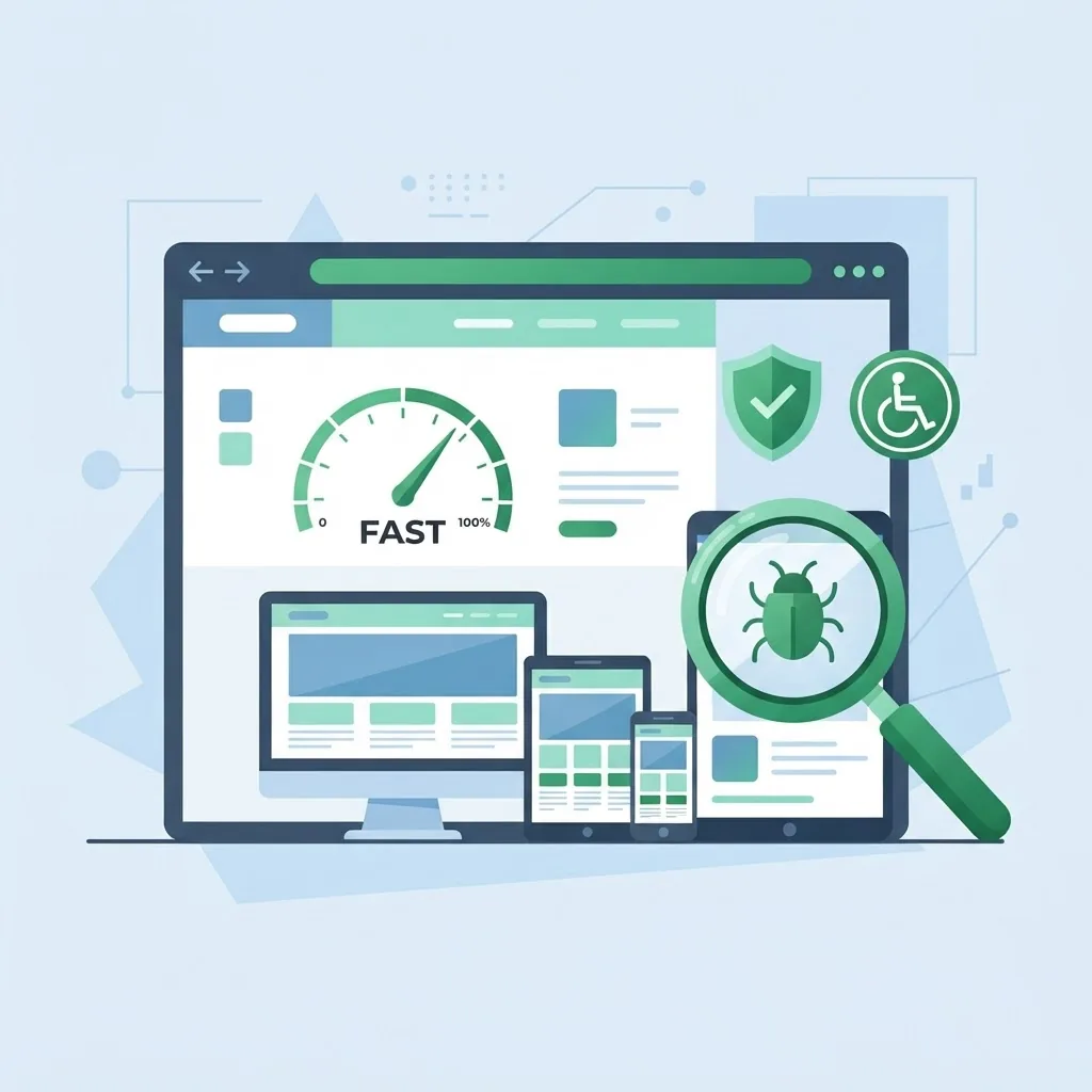 Website quality assurance and performance testing for outsourced builds