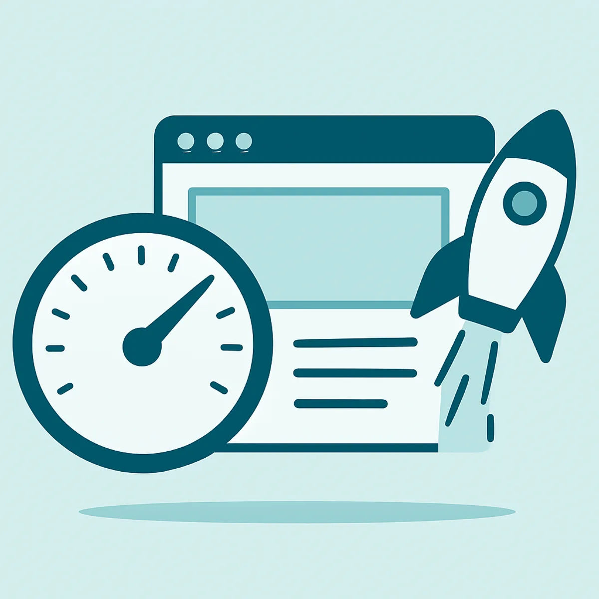 Page speed optimization speedometer concept