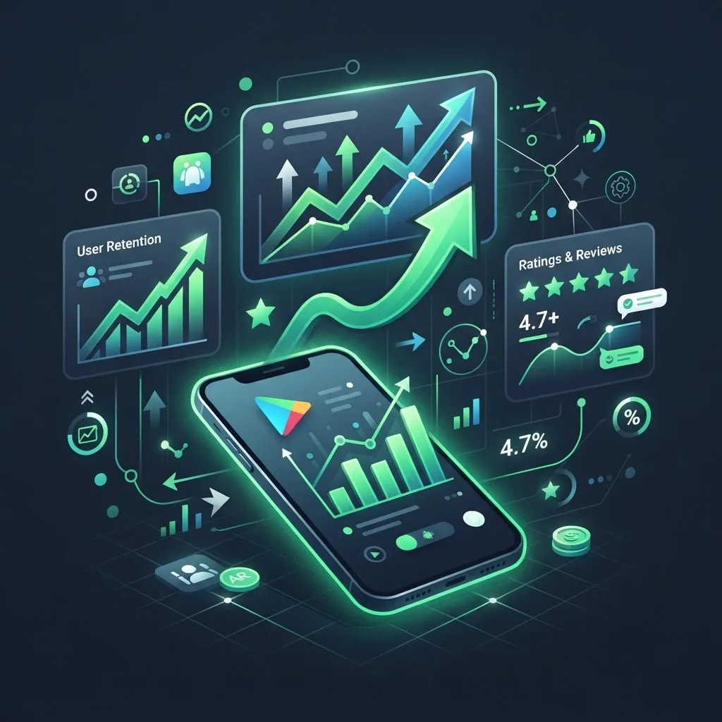 Play Store launch and app growth metrics dashboard