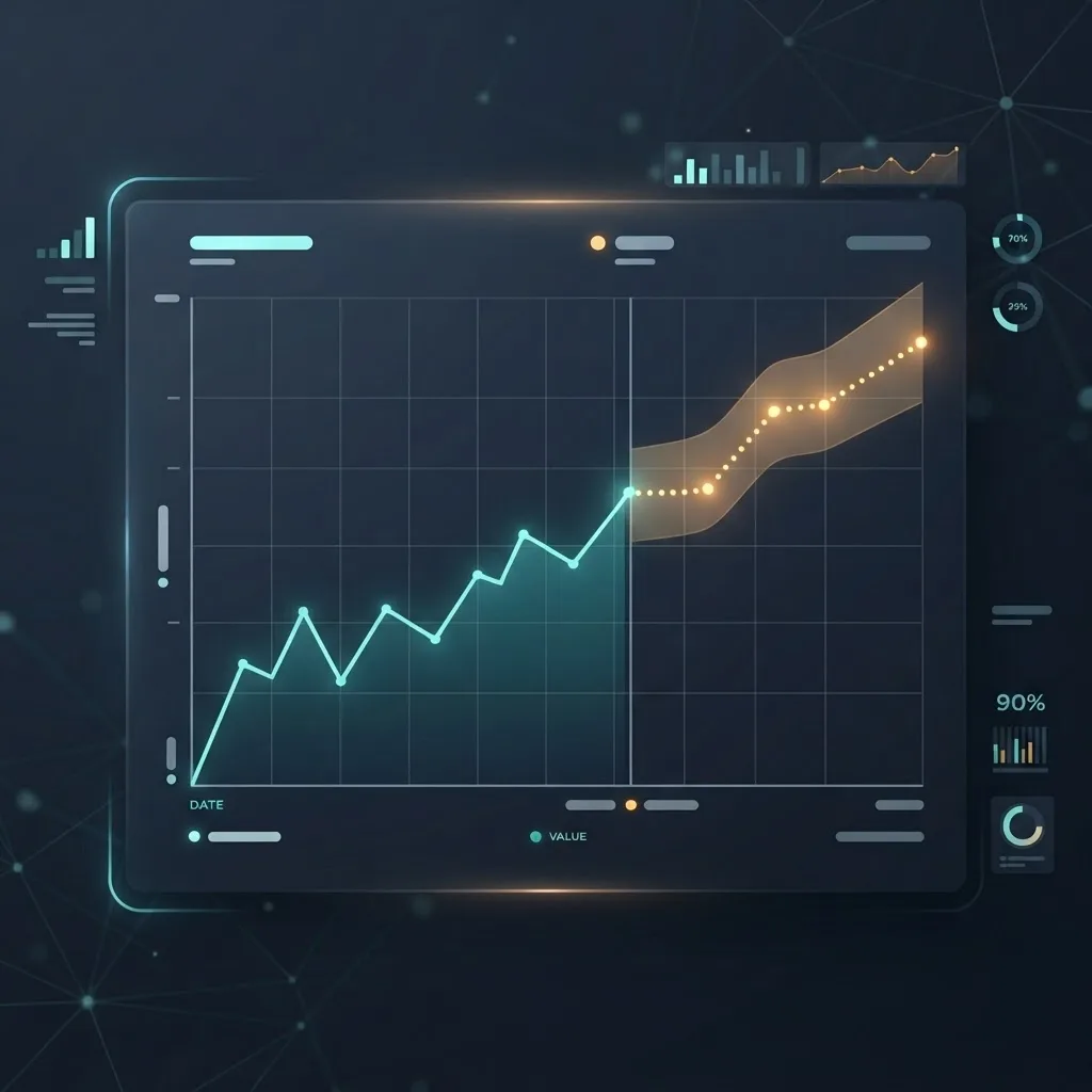 Predictive analytics forecast chart with AI-predicted trend