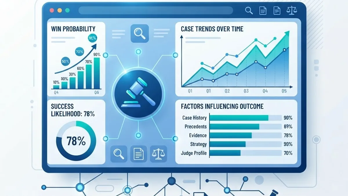 Predictive analytics dashboard for litigation outcomes
