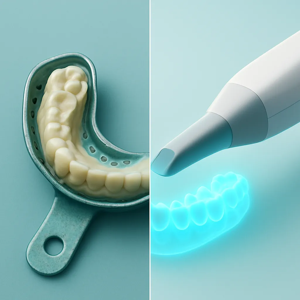 Comparison of traditional dental impression tray versus digital scanner
