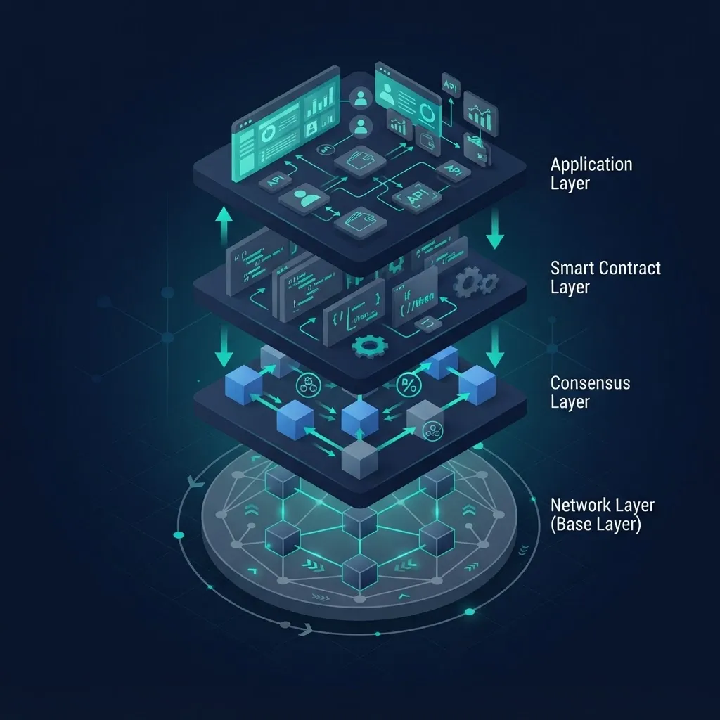Layered architecture of a private blockchain stack