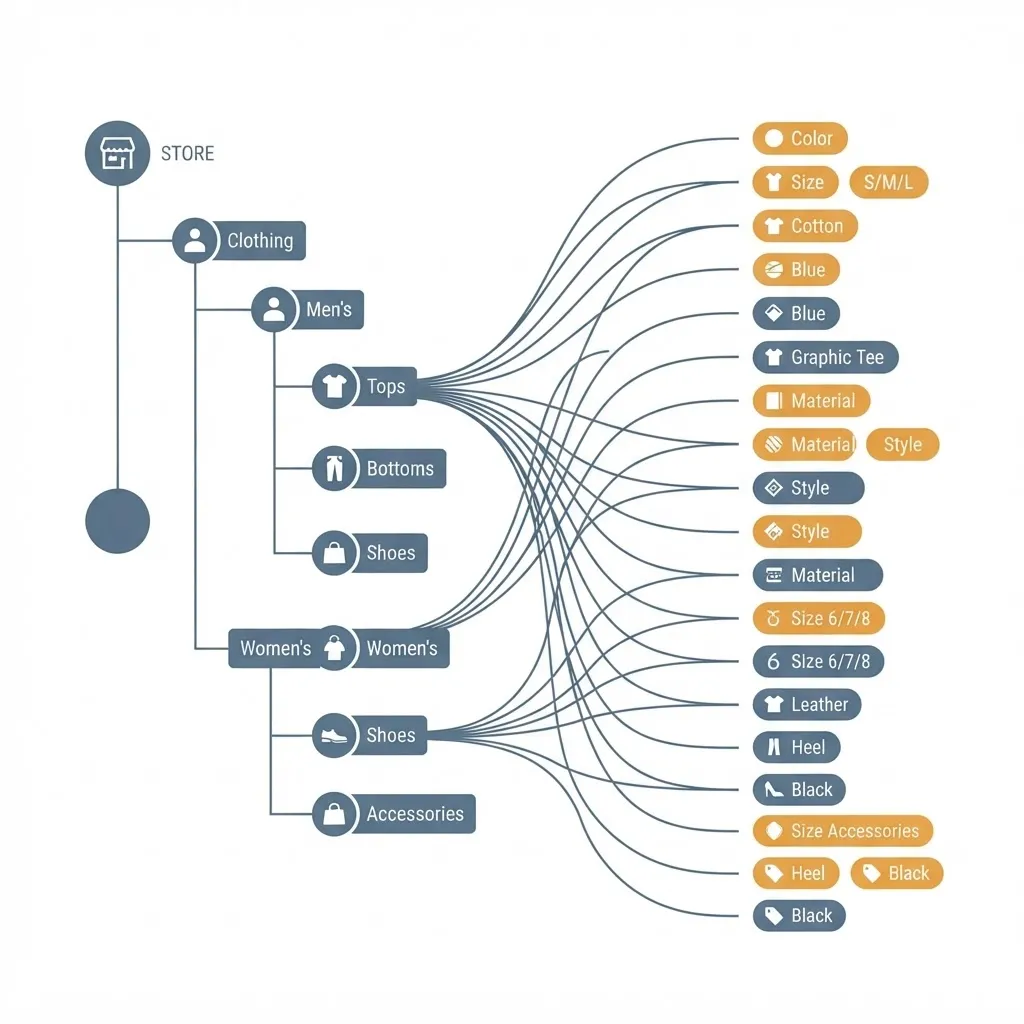 Product attribute taxonomy mapping tree