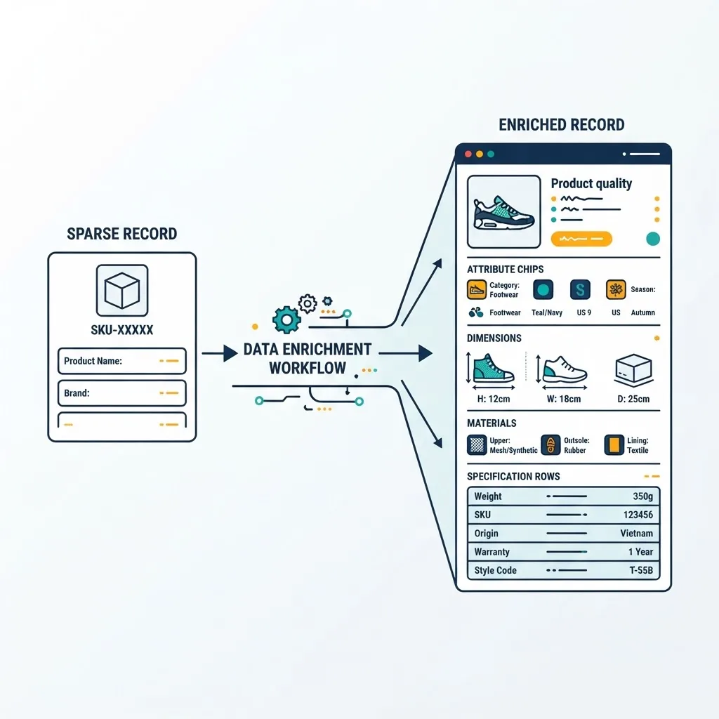 Product data enrichment workflow illustration