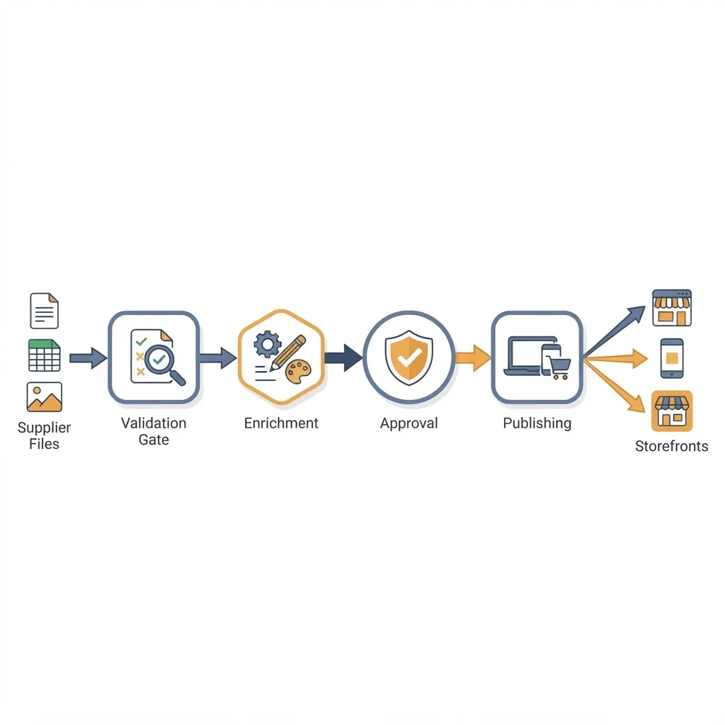 Product information management workflow pipeline