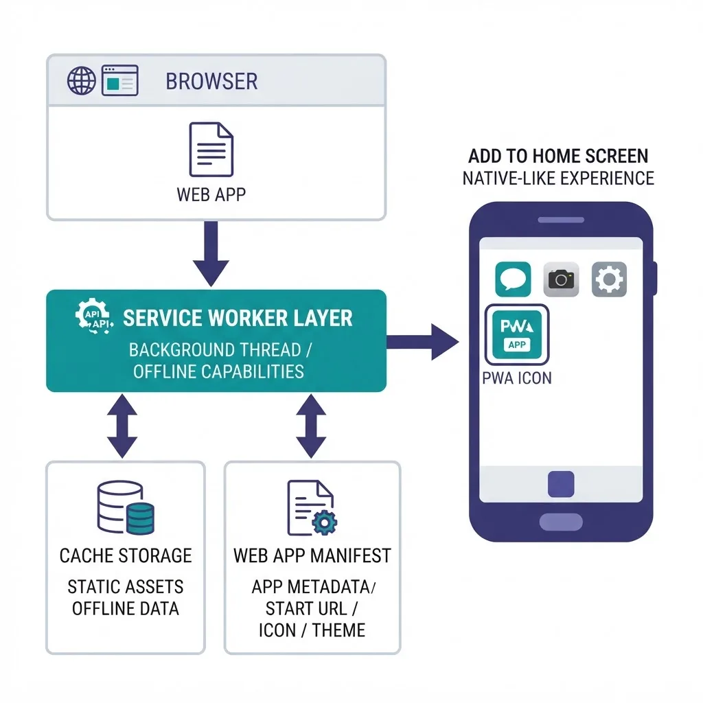 Progressive web app architecture diagram