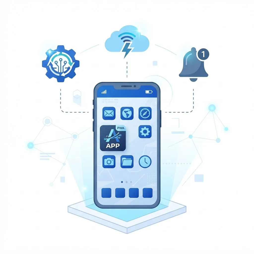 Progressive web app example with installable mobile icon, offline cloud and push notification