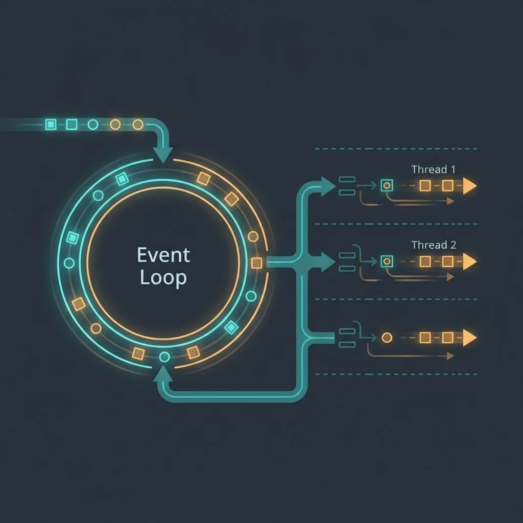 Event loop and thread lanes diagram