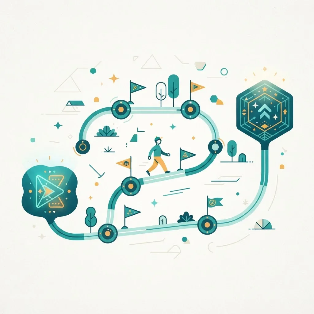Learning roadmap path with milestone checkpoints