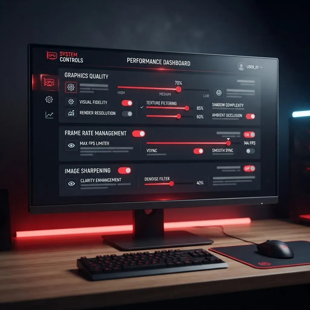 Radeon Adrenalin global graphics settings panel with sliders and toggles