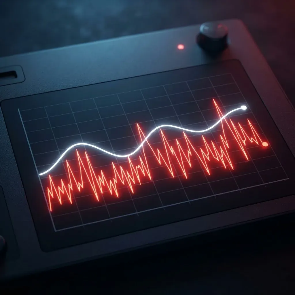 Frame time graph comparing smooth frame pacing against stuttering spikes