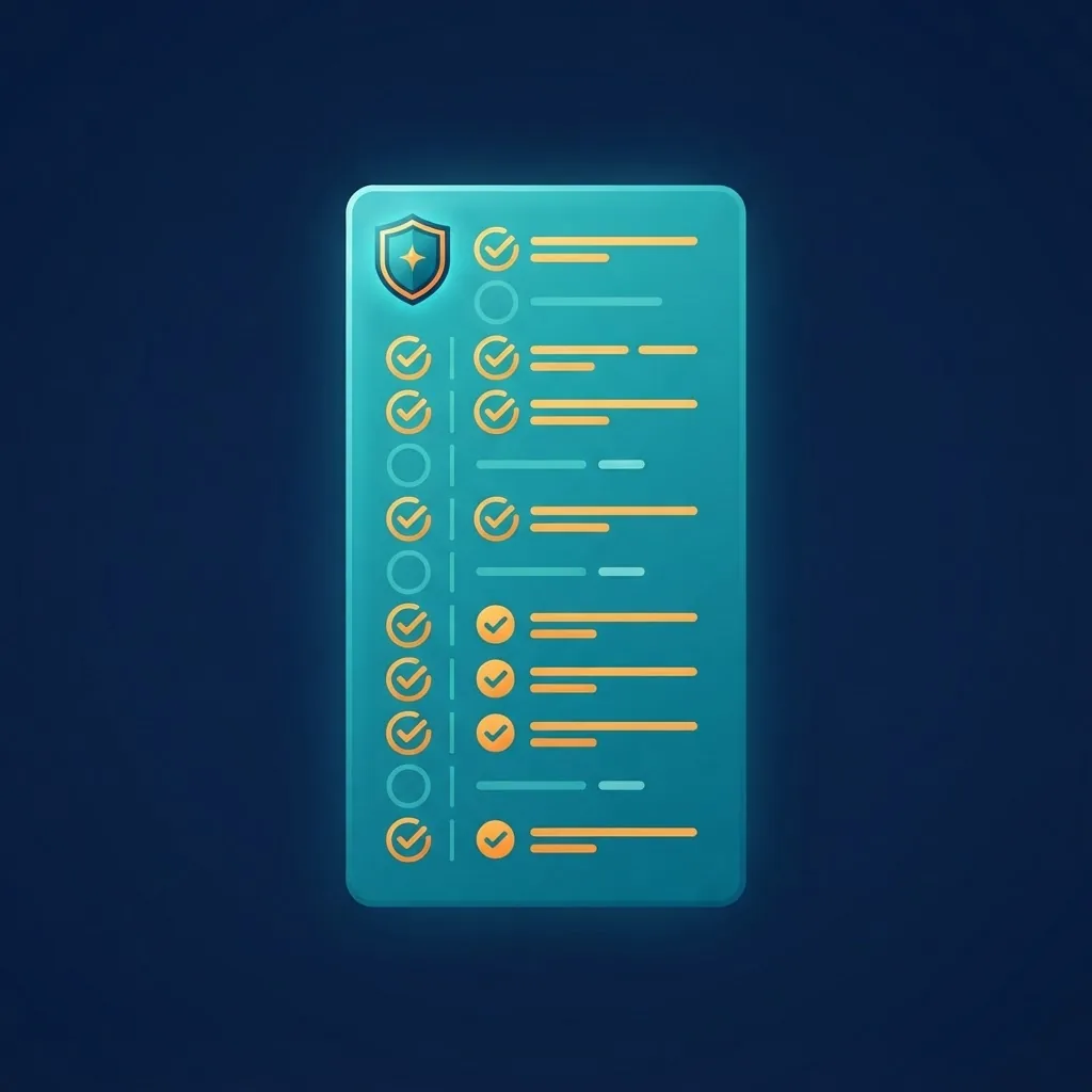Vertical checklist panel with a shield emblem representing a responsible AI adoption checklist