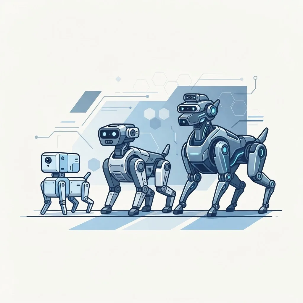 Robotic dog price tiers comparison illustration