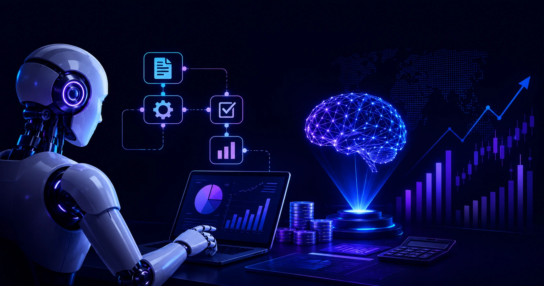 Robotic process automation and artificial intelligence working together in finance