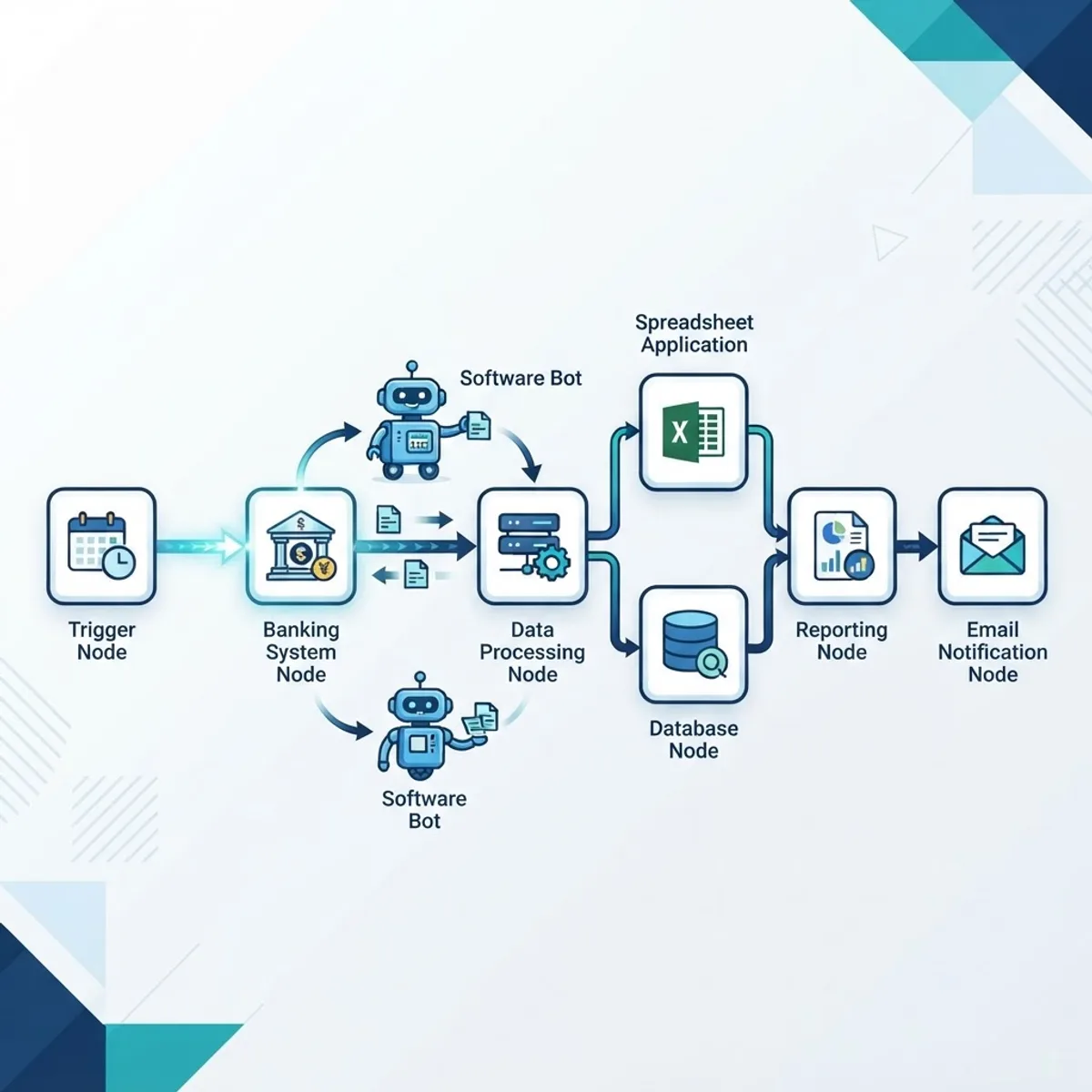 RPA workflow automation moving data across finance systems