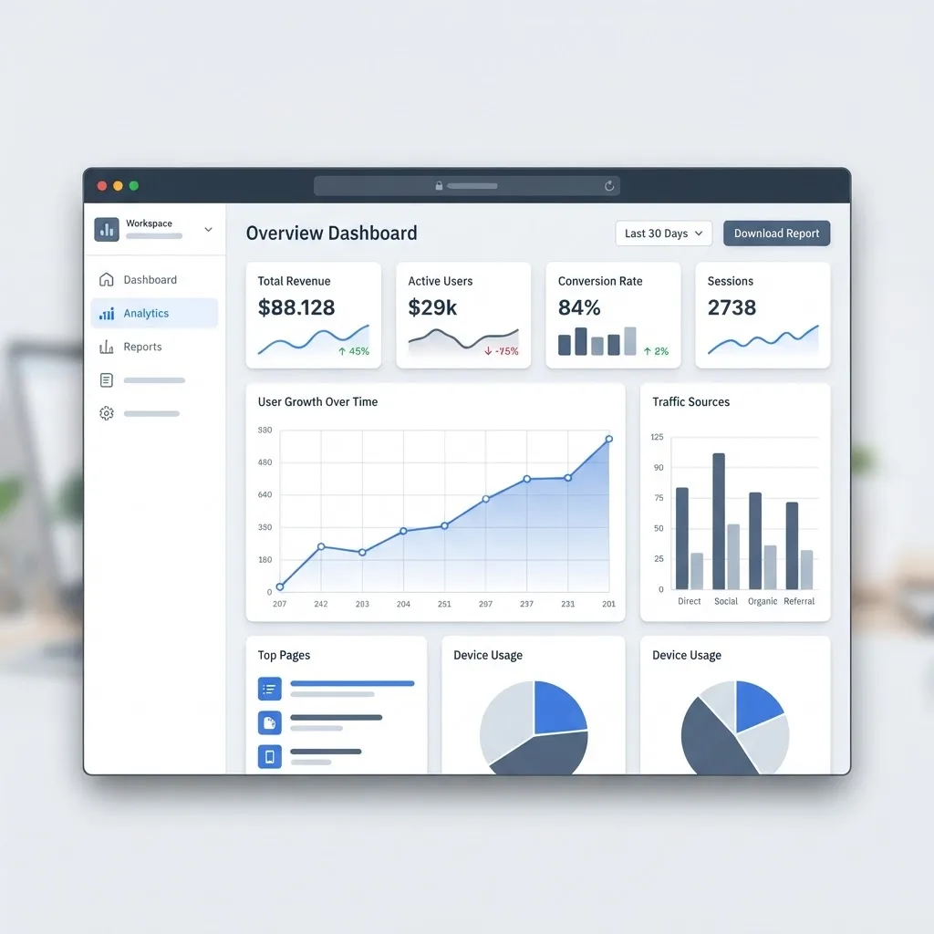 SaaS analytics dashboard example inside a browser