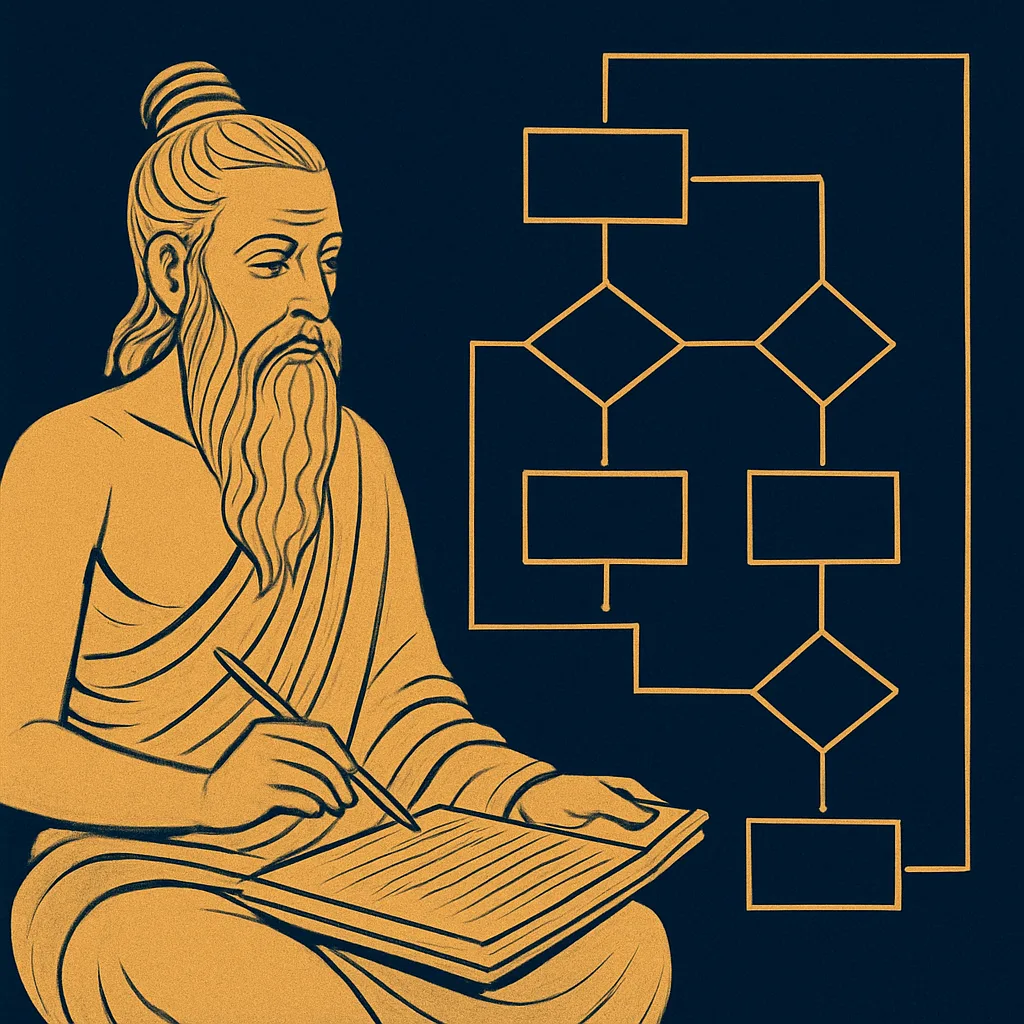 Panini Sanskrit grammar rules as algorithm illustration