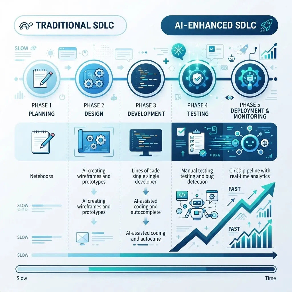 Comparison of SDLC phases with and without AI