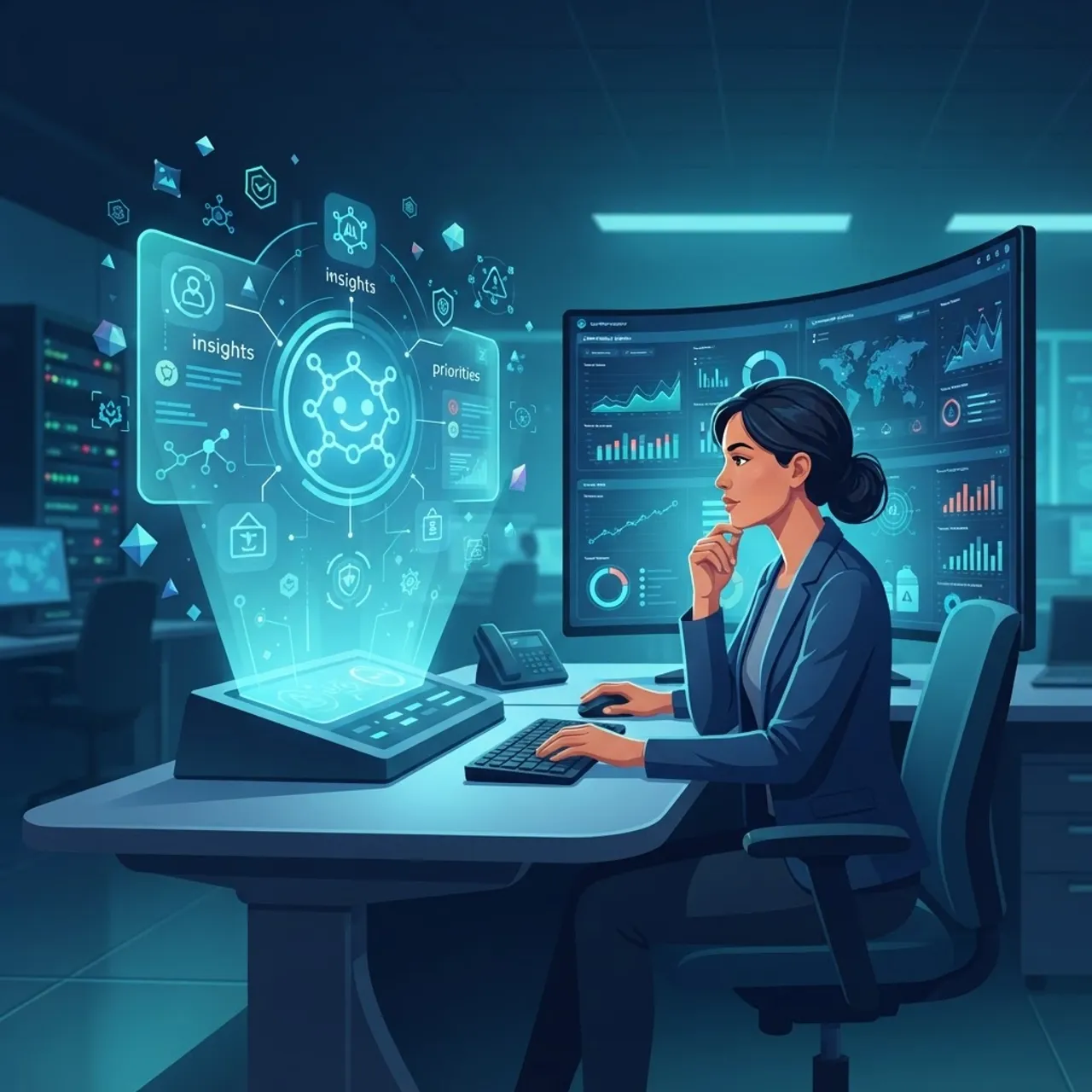 Security analyst collaborating with an AI assistant