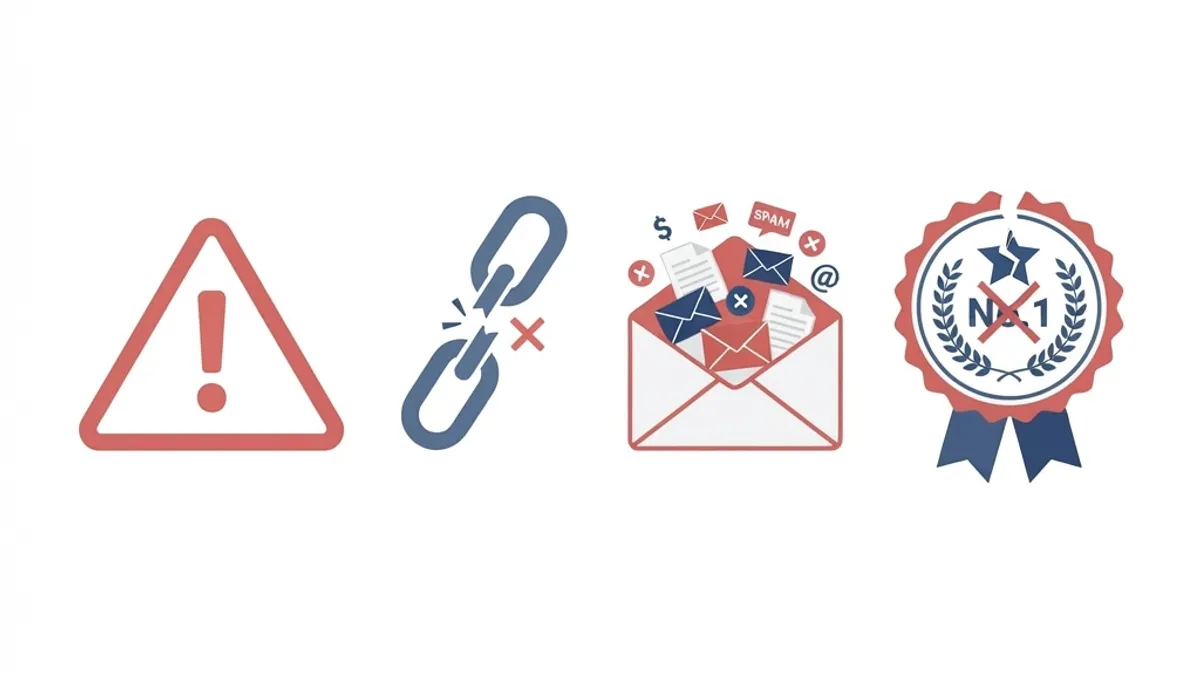 Illustration of red flags and warning signs when hiring an SEO agency