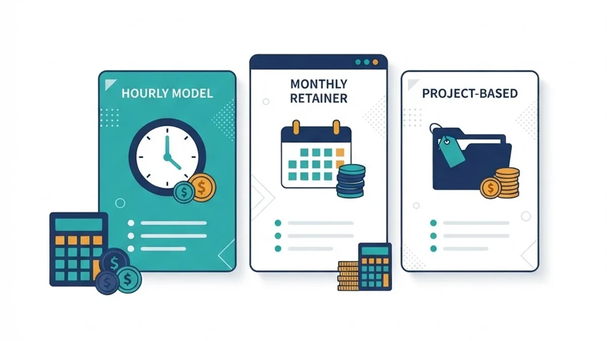 Hourly, monthly retainer and project based pricing models